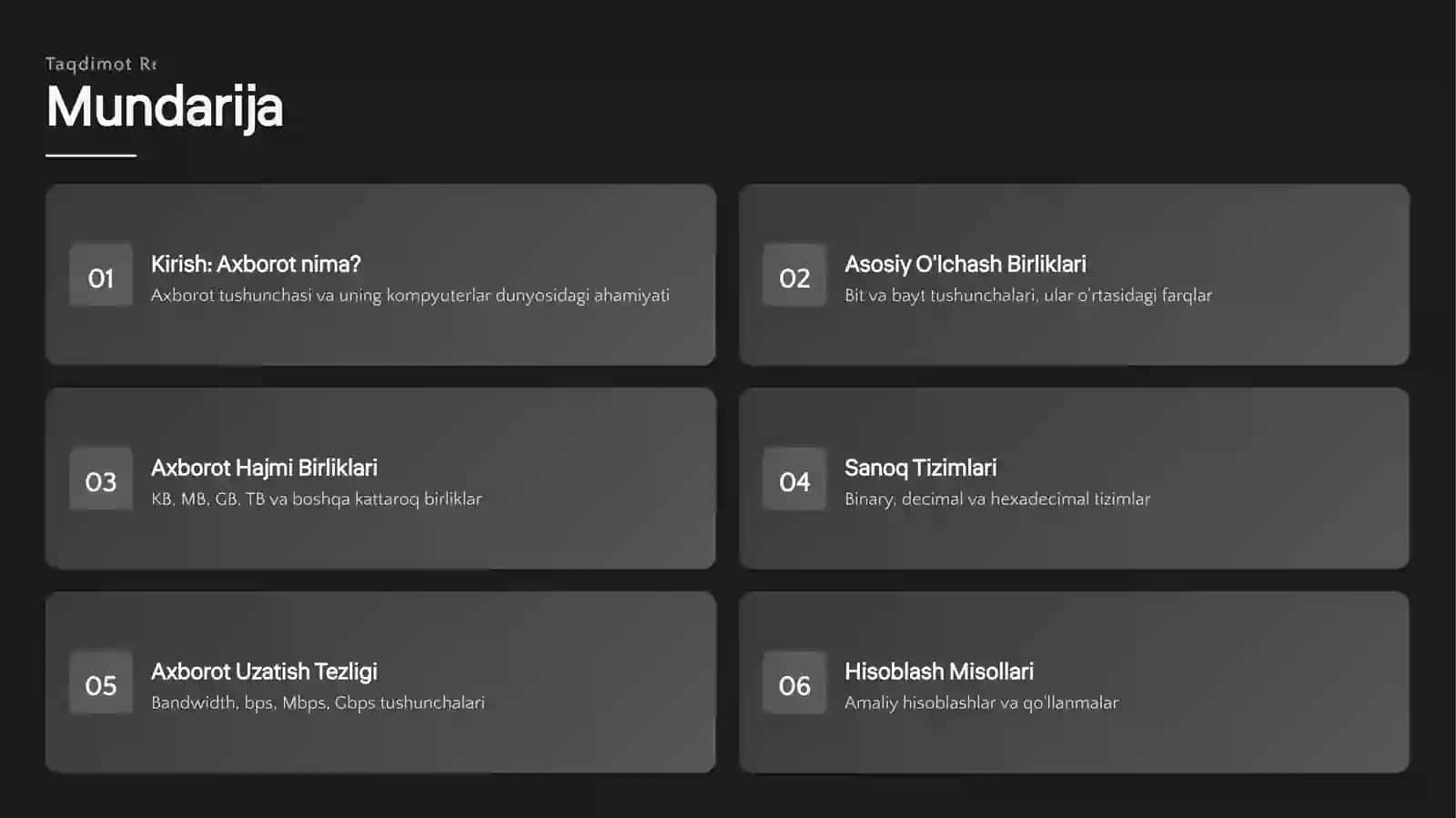 Axborot Texnologiyalari va Kodlash 2