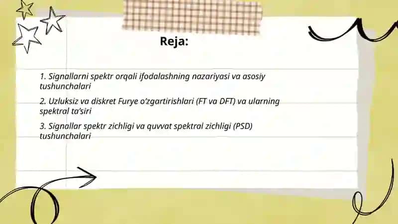 Signallarni spektr orqali ifodalash 2