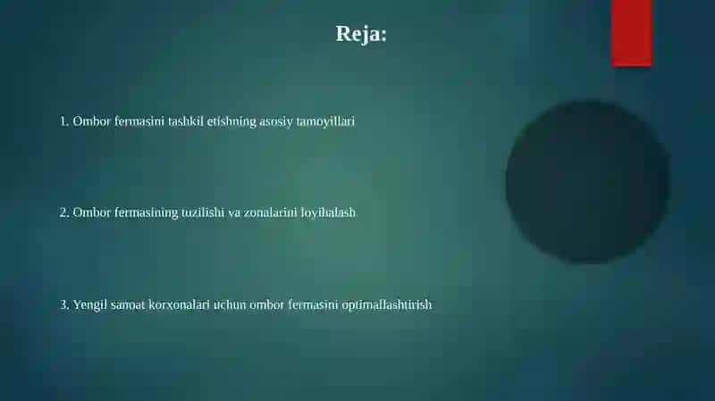 Omborxoʻjaligini tashkil etish 2