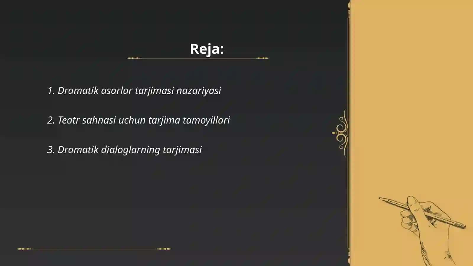 Dramatik tur va janrlar tarjimasi 2