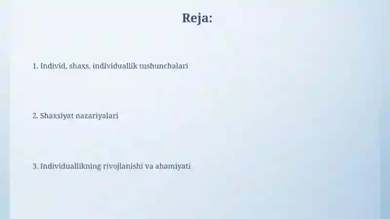 Individ, shaxs, individuallik tushunchalari 2