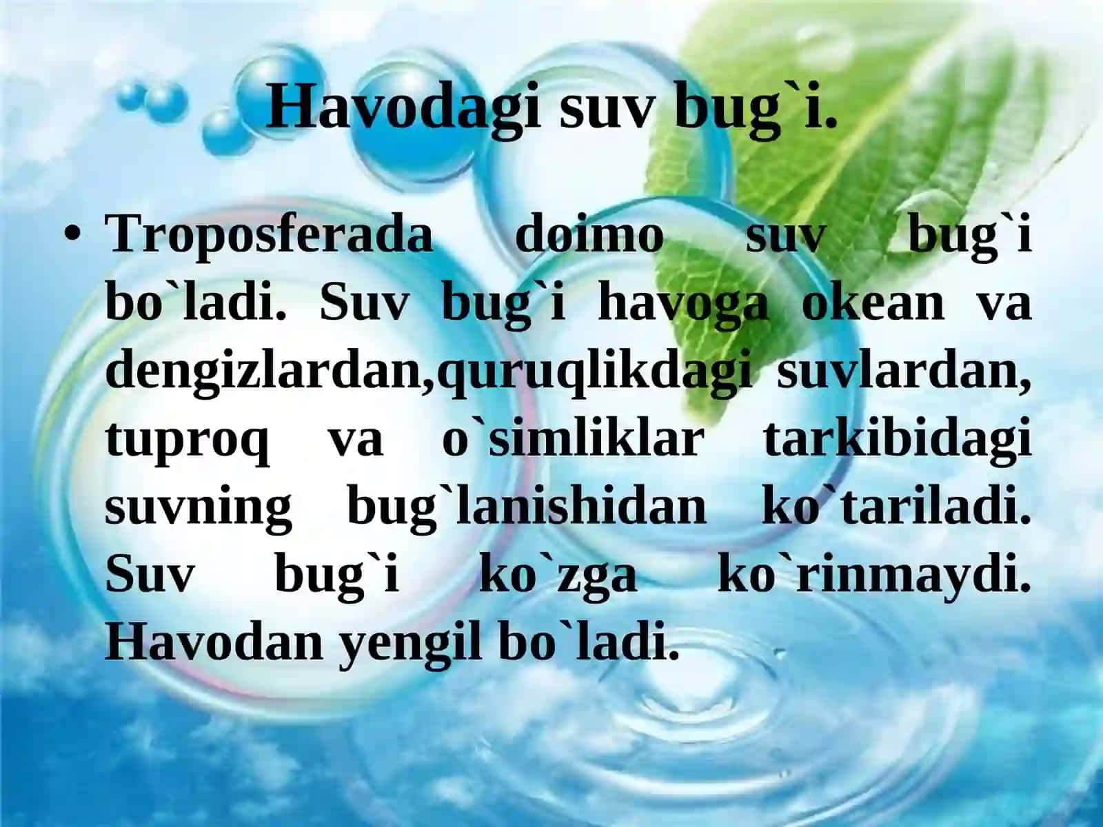 Havoning namligi va yog`inlar 2