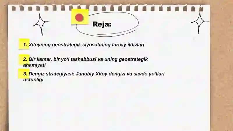 Xitoyning geostrategik siyosat va uning mohiyati 2