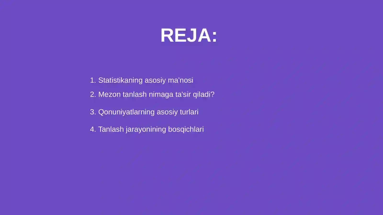Statistikaning mezon tanlash asosiy qonuniyatlari 2