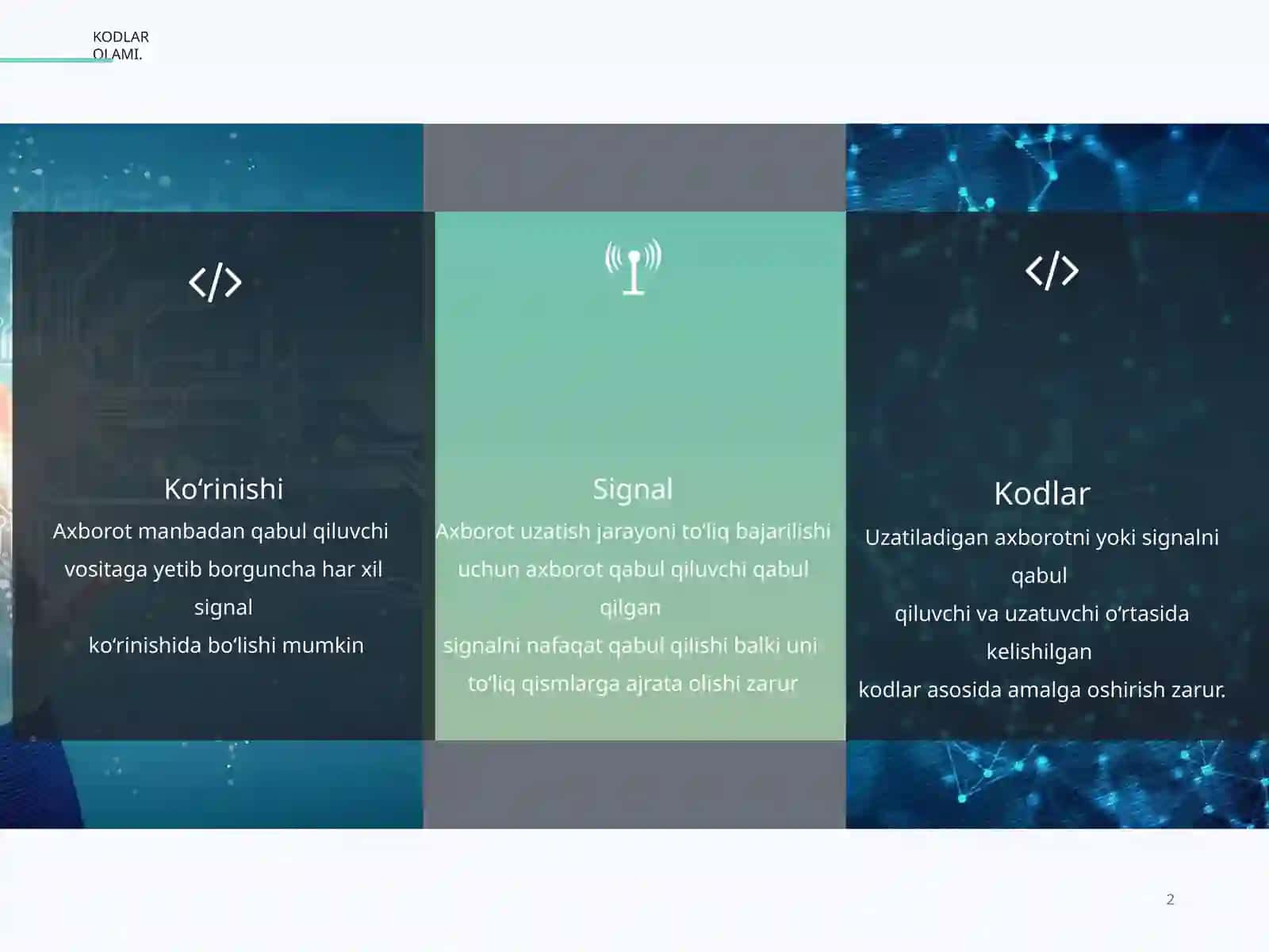 AXBOROTNI KODLASH 2
