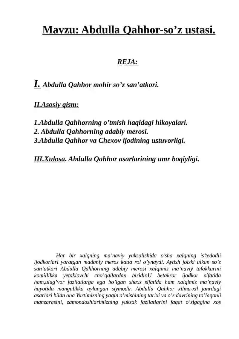Abdulla Qahhor mohir so’z san’atkori 2