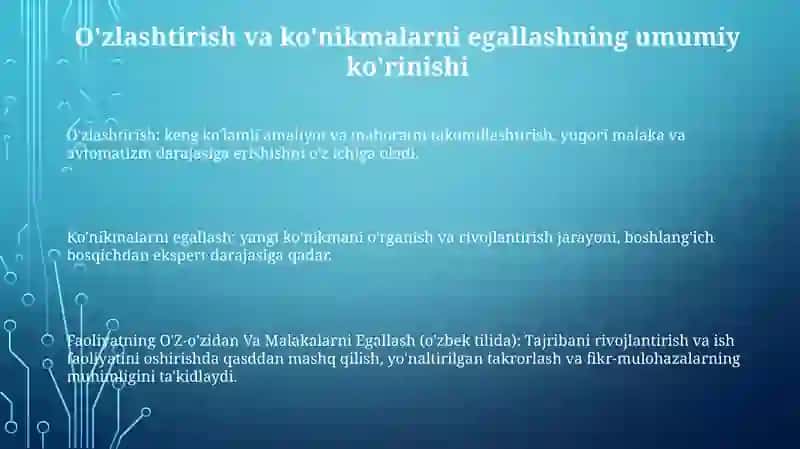 Faoliyatning O'Zlashtirilishi Va Malakalarni Egallash 2