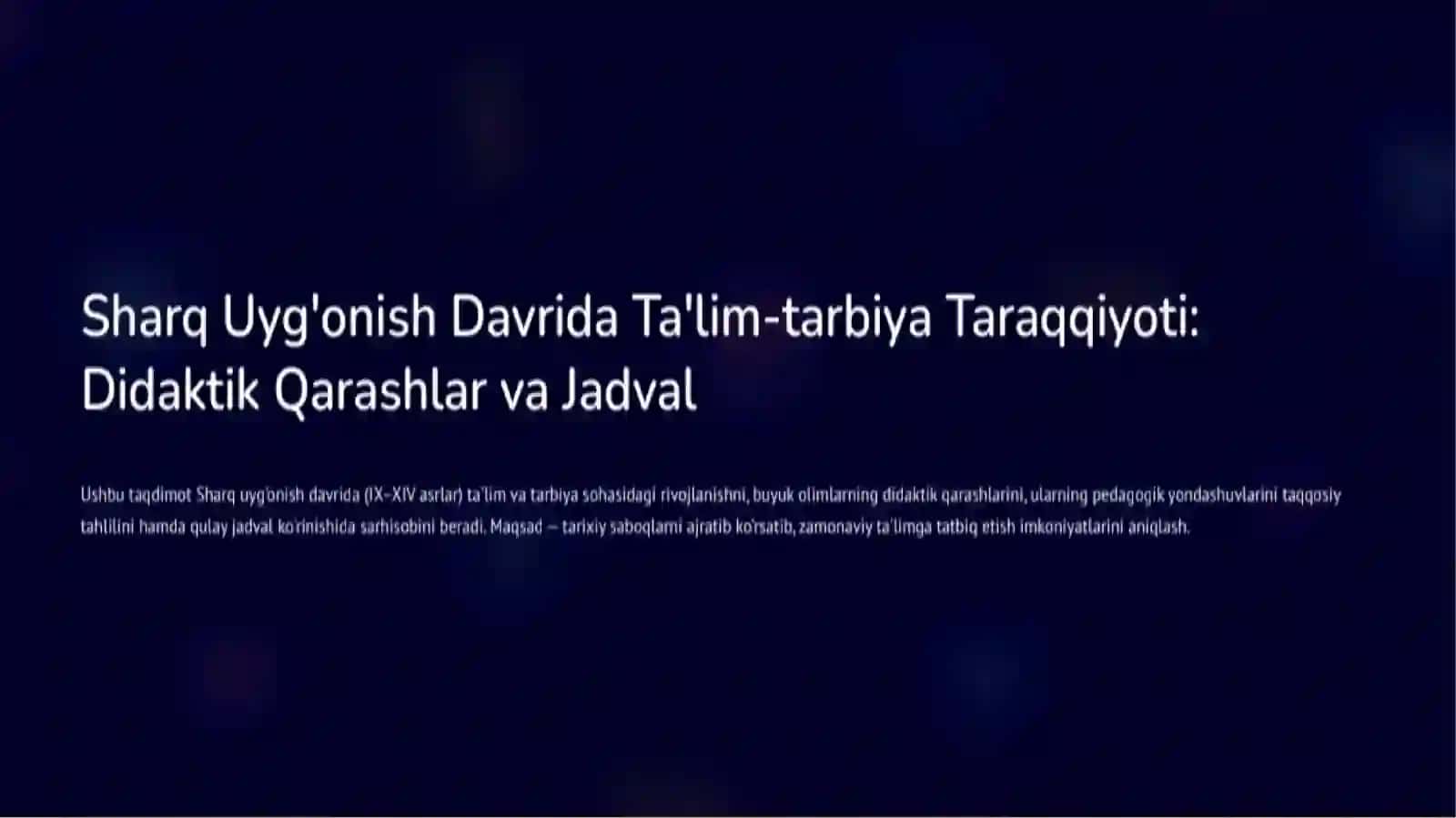 UMUMIY PEDAGOGIKA FANIDAN MUSTAQIL TA'LIMI 2