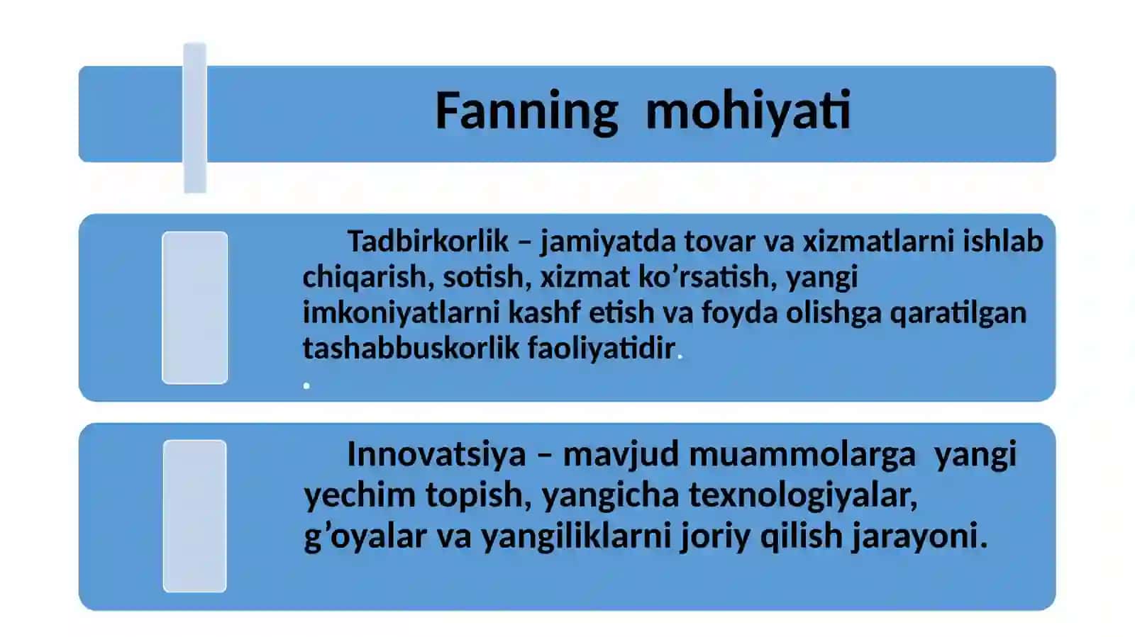 Tadbirkorlik va innovatsiyalar 2