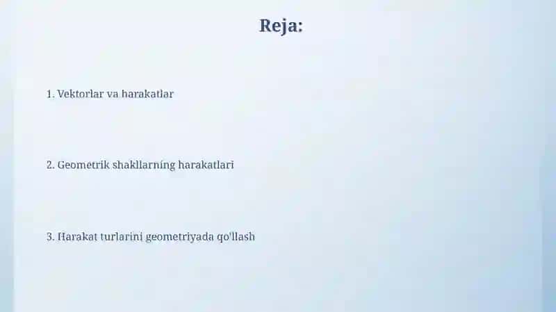Tekislikda harakat turlarining geometriyaga tadbigʻi 2
