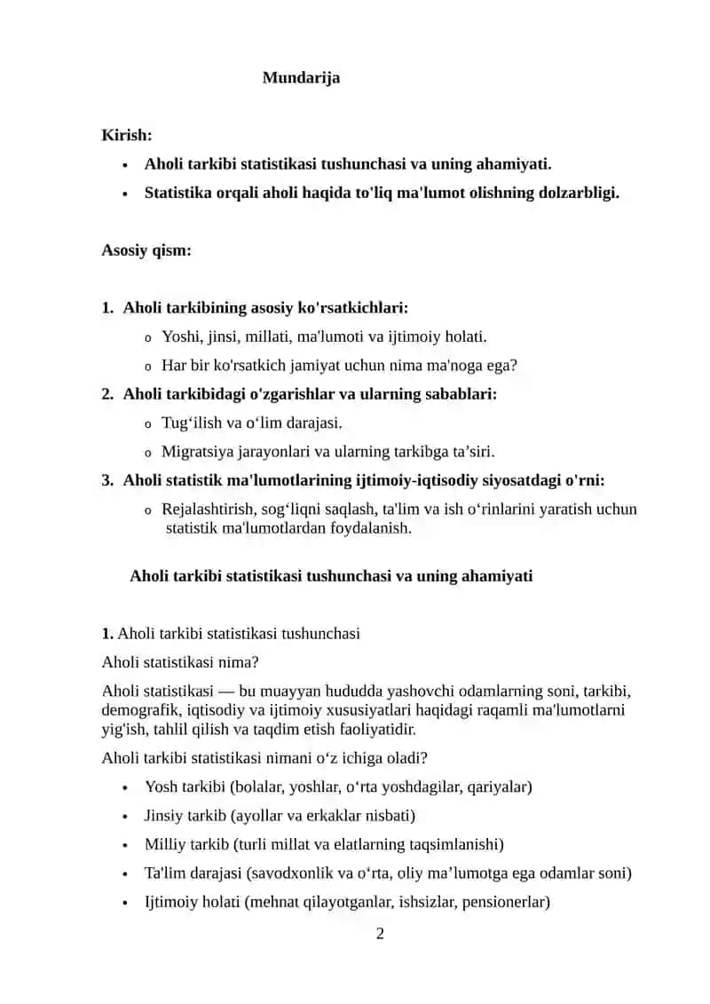 Aholi tarkibi statistikasi 2