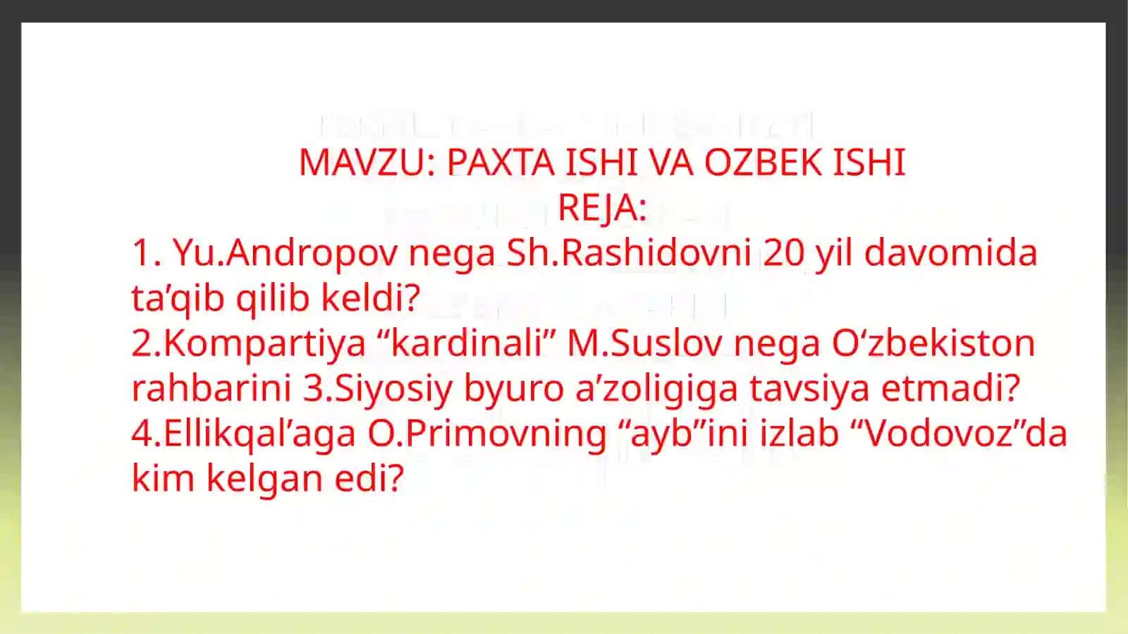 PAXTA ISHI VA OZBEK ISHI 2