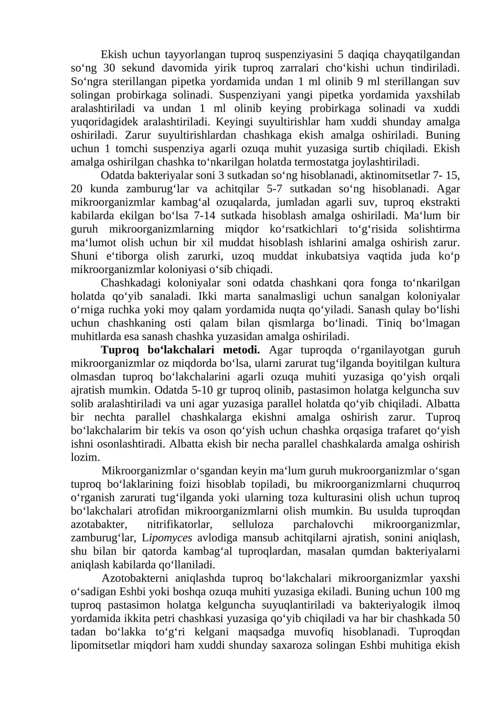 Tuproq mikroorganilarini o’rganish 2