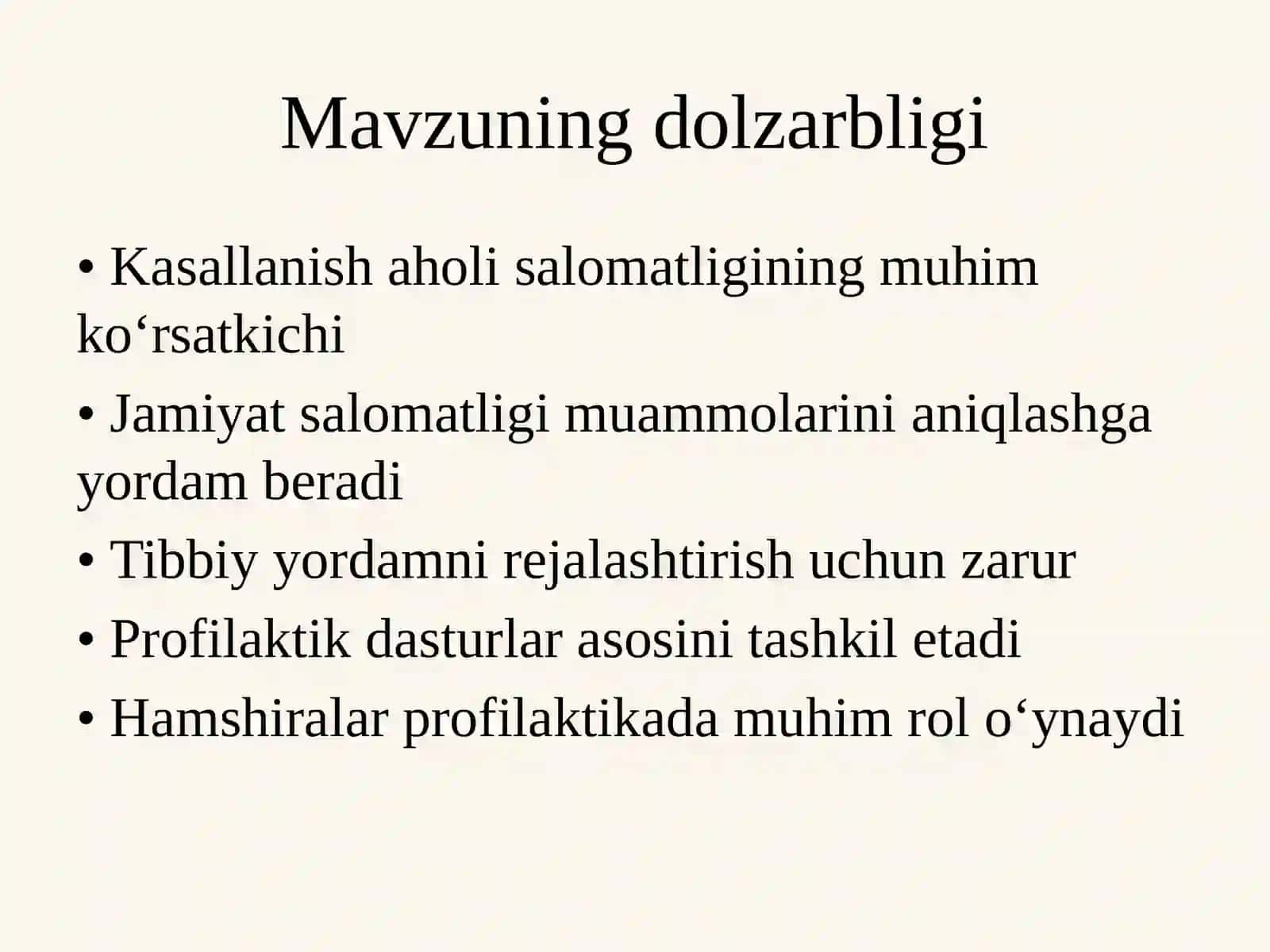 Aholi kasallanishini o‘rganish va uning profilaktikasida hamshiralarning o‘rni 2