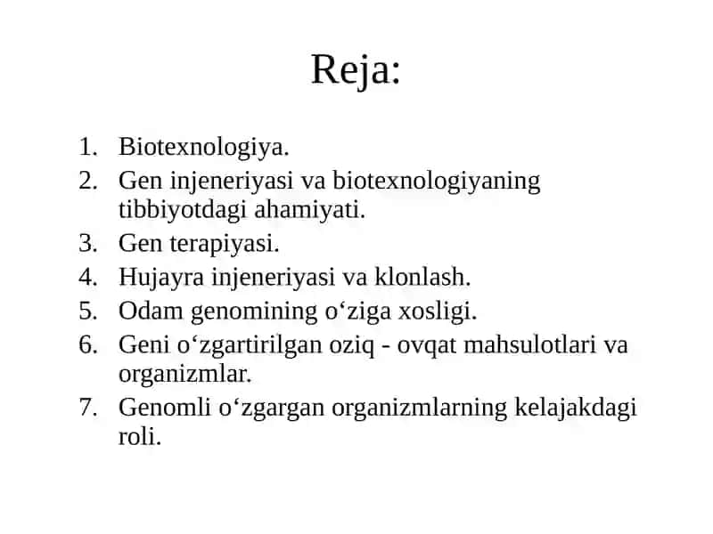 GENETIK INJENERIYA VA BIOTEXNOLOGIYA 2
