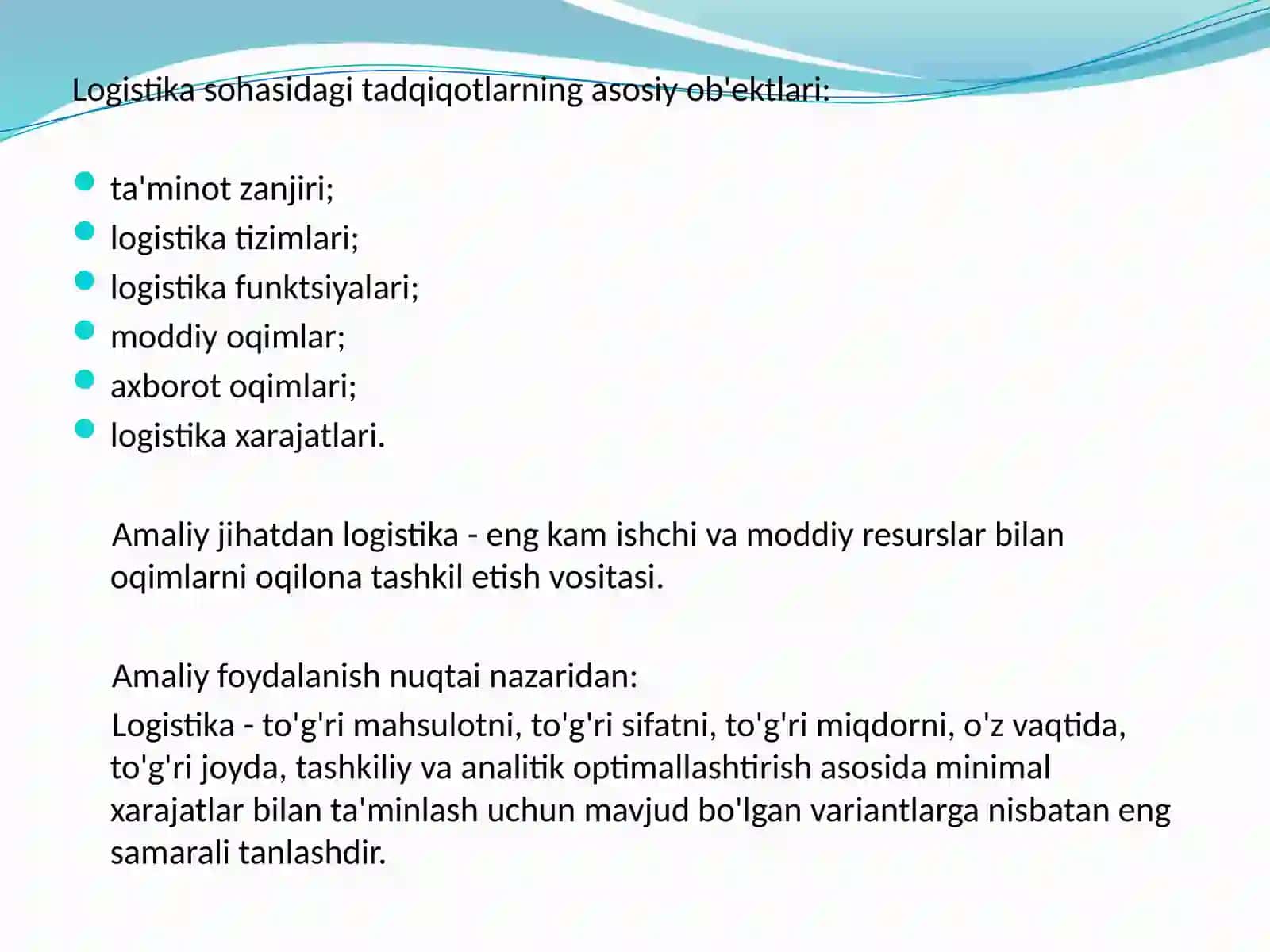 Mavzu№19LOGISTIKA VA BOSHQARUV 2