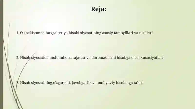 Òzbekiston Respublikasi korxonalarida hisob siyosatining òziga xos xususiyatlari 2