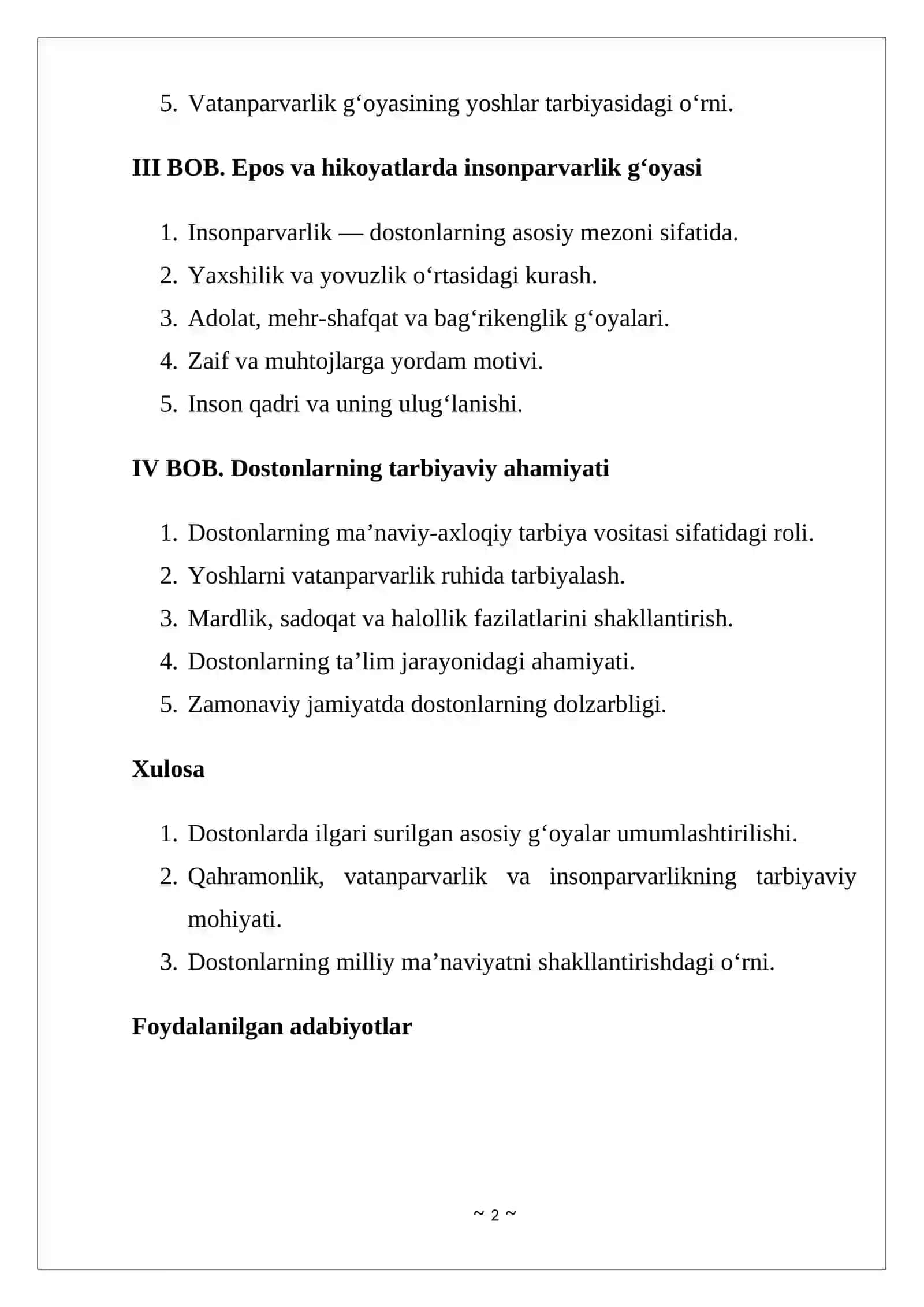 Dostonlarda qahramonlik, mardlik va vatanparvarlik g‘oyalarining aks etishi 2