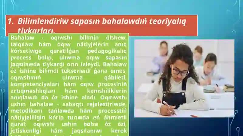 Bilimlendiriw sapasın bahalaw 2