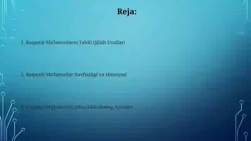 Raqamli ma’lumotlar bilan ishlash 2