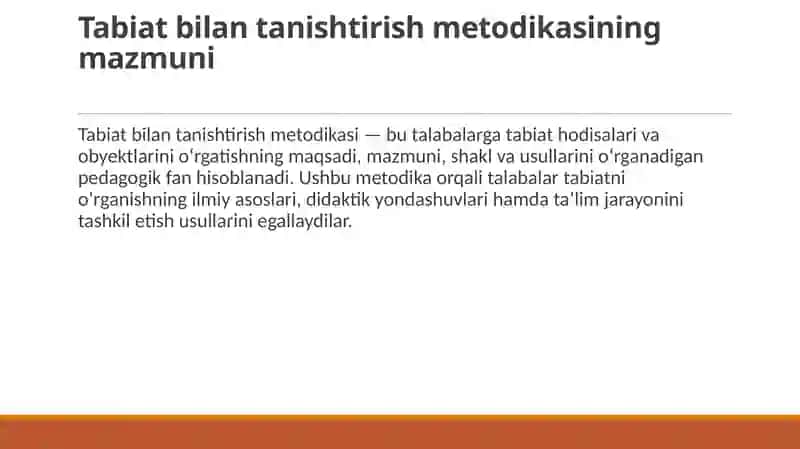 Tabiat bilan tanishtirish metodikasi 2