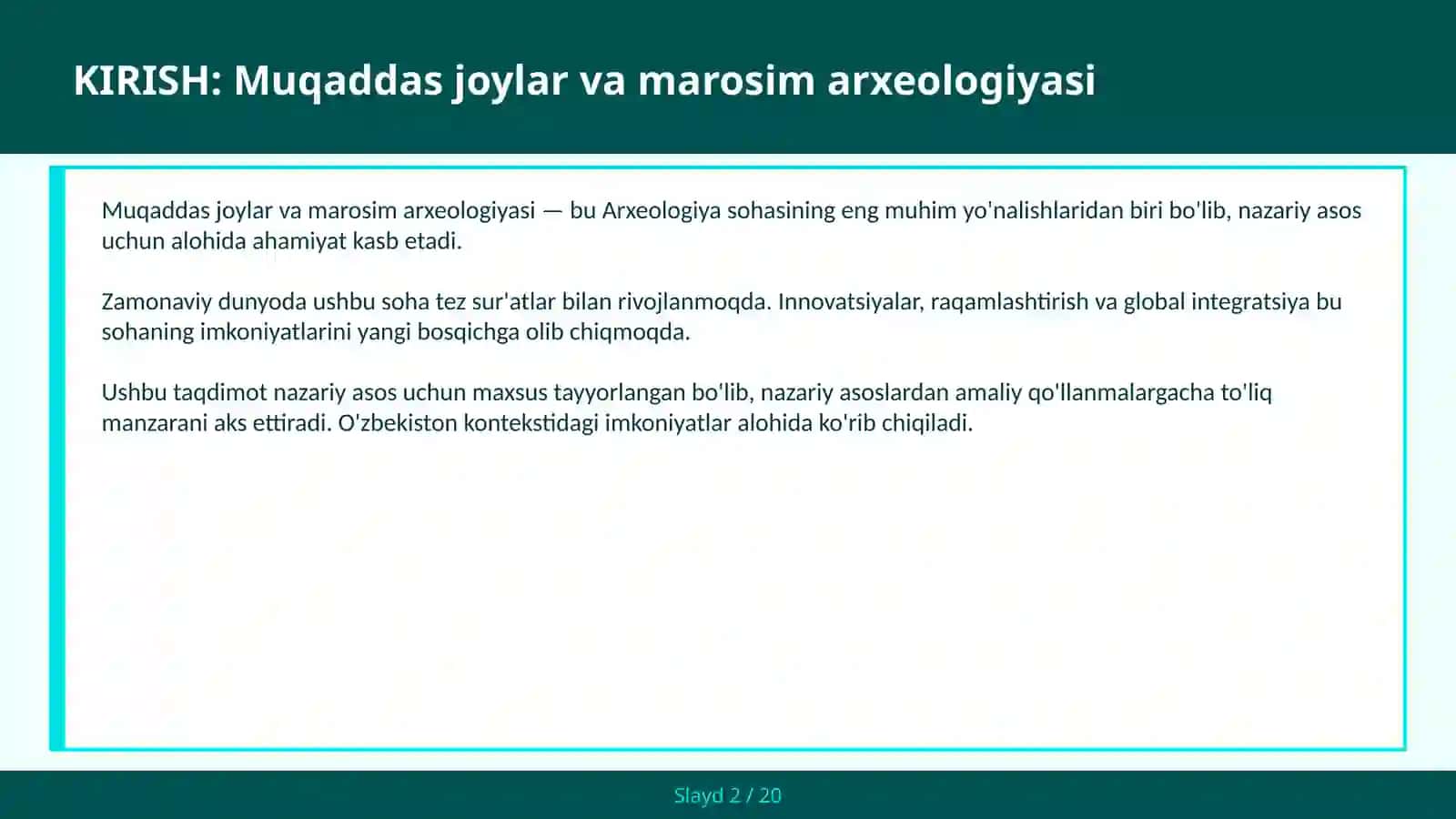 MUQADDAS JOYLAR VA MAROSIM ARXEOLOGIYASI 2