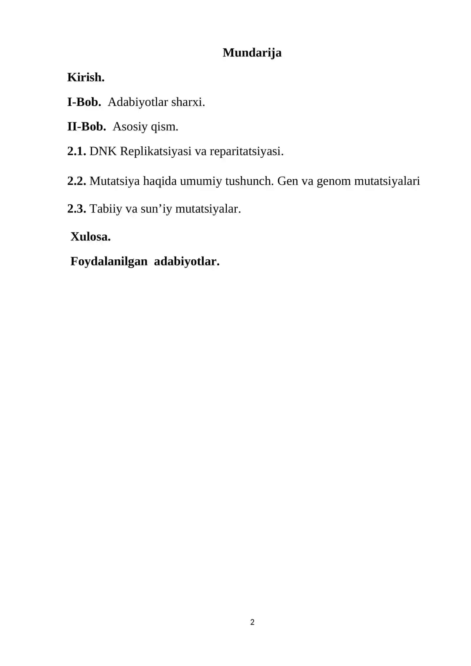 Mutatsiyalar va DNK reparatsiyasinuing molekulyar mexanizmlari 2