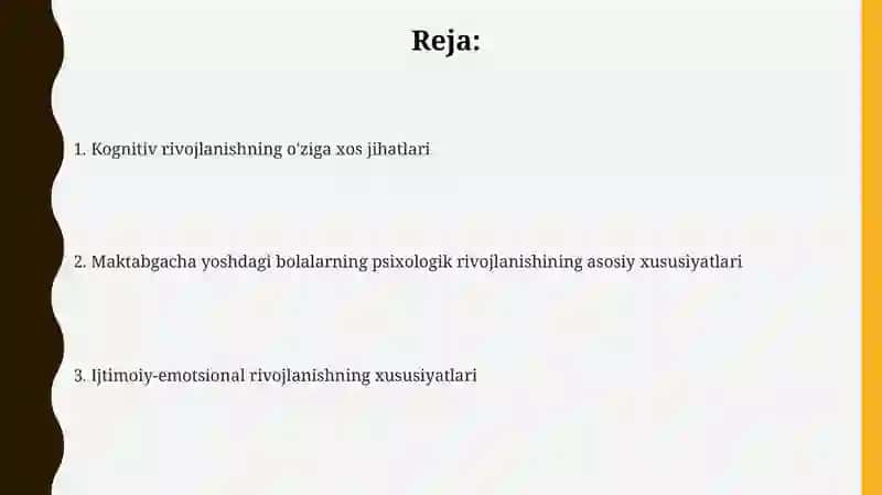 Maktabgacha yosh davrida psixik rivojlanish xususiyatlari 2