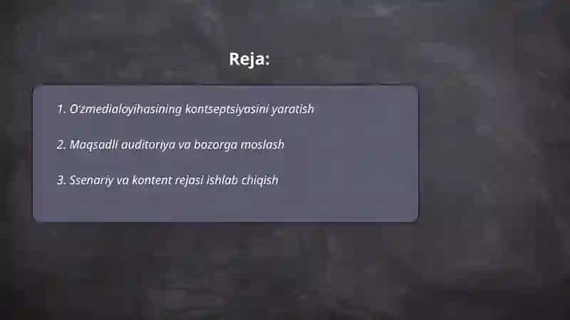Oʻzmedialoyihasini ishlab chiqarish va taqdim etish 2