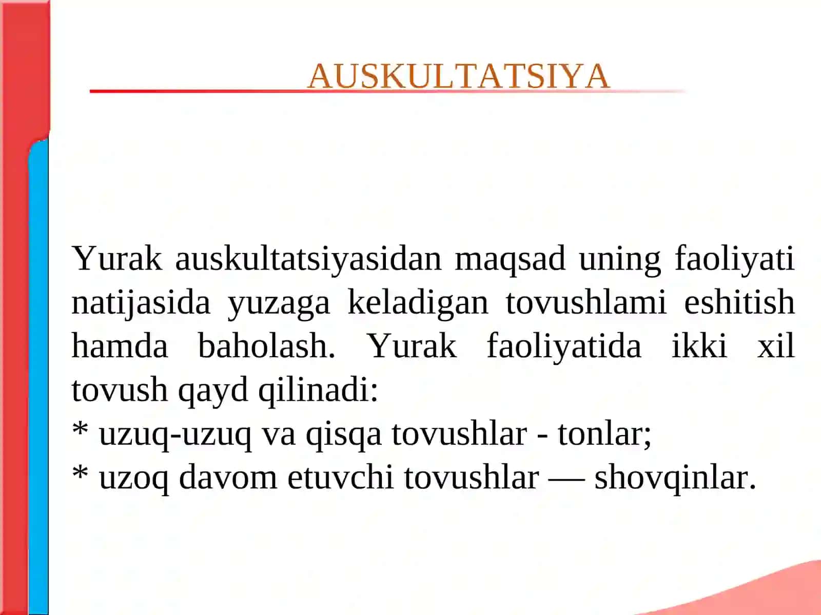 Yurak auskultatsiyasi 2
