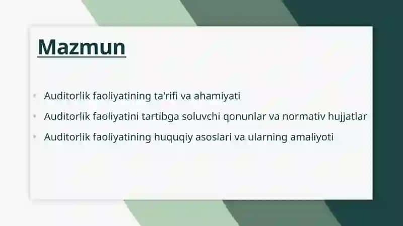 Auditorlik faoliyatining huquqiy asoslari 2