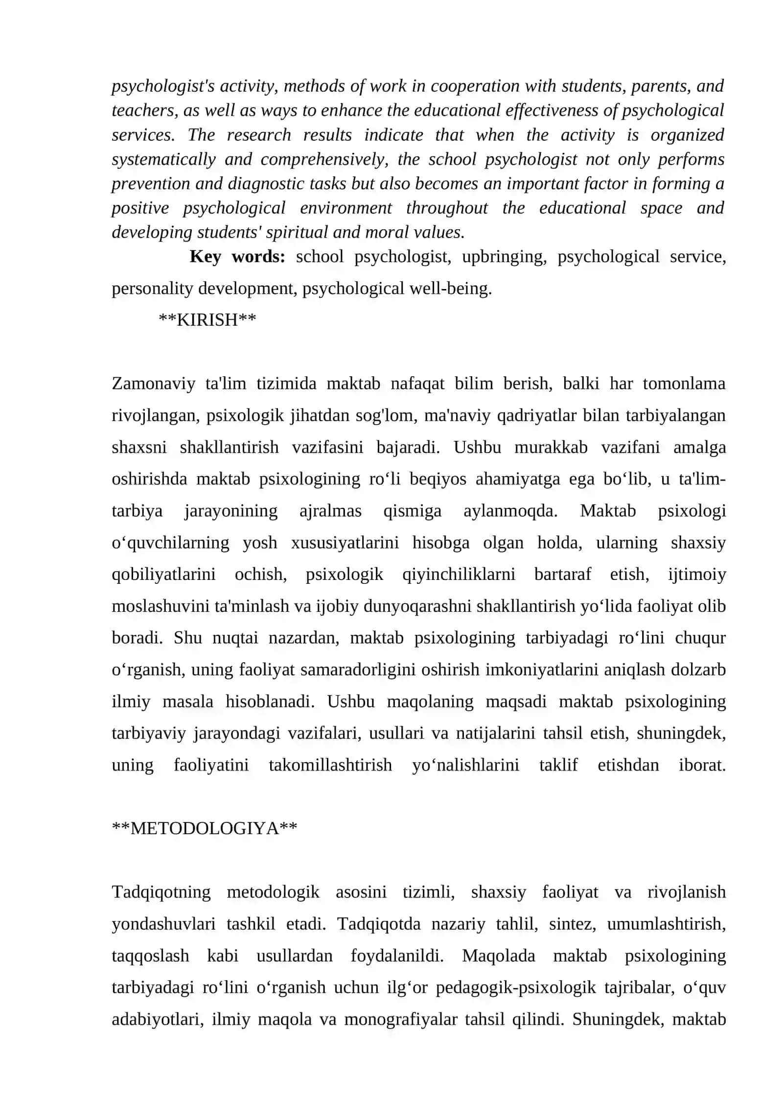 MAKTAB PSIXOLOGINING TARBIYADAGI RO'LI 2