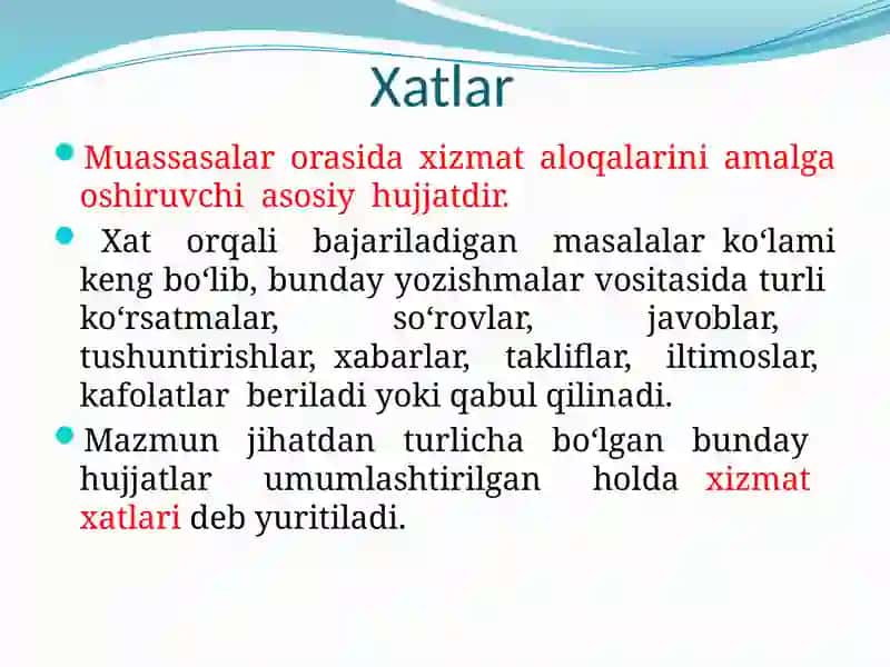 Xatlar va ularning turlari 2
