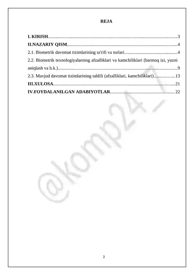 Biometrik davomat tizimi 2
