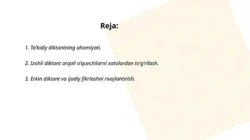 Ona tili ta’limida diktantning orni 2