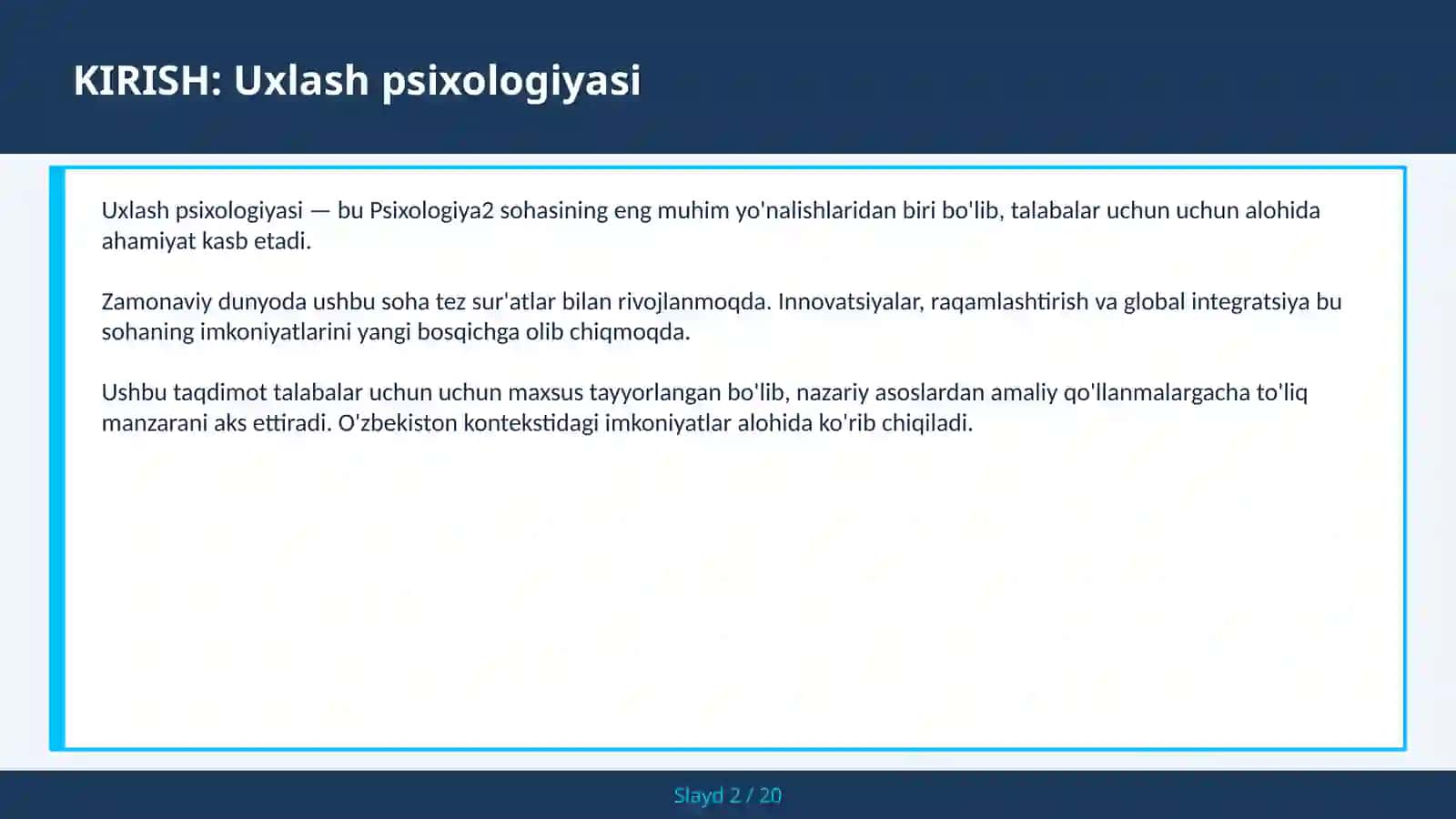 UXLASH PSIXOLOGIYASI 2