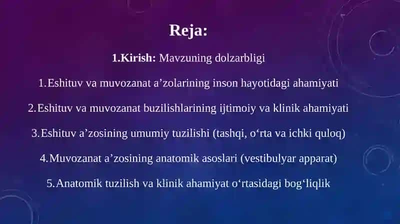 Eshituv analizatorlari anatomiyasi 2