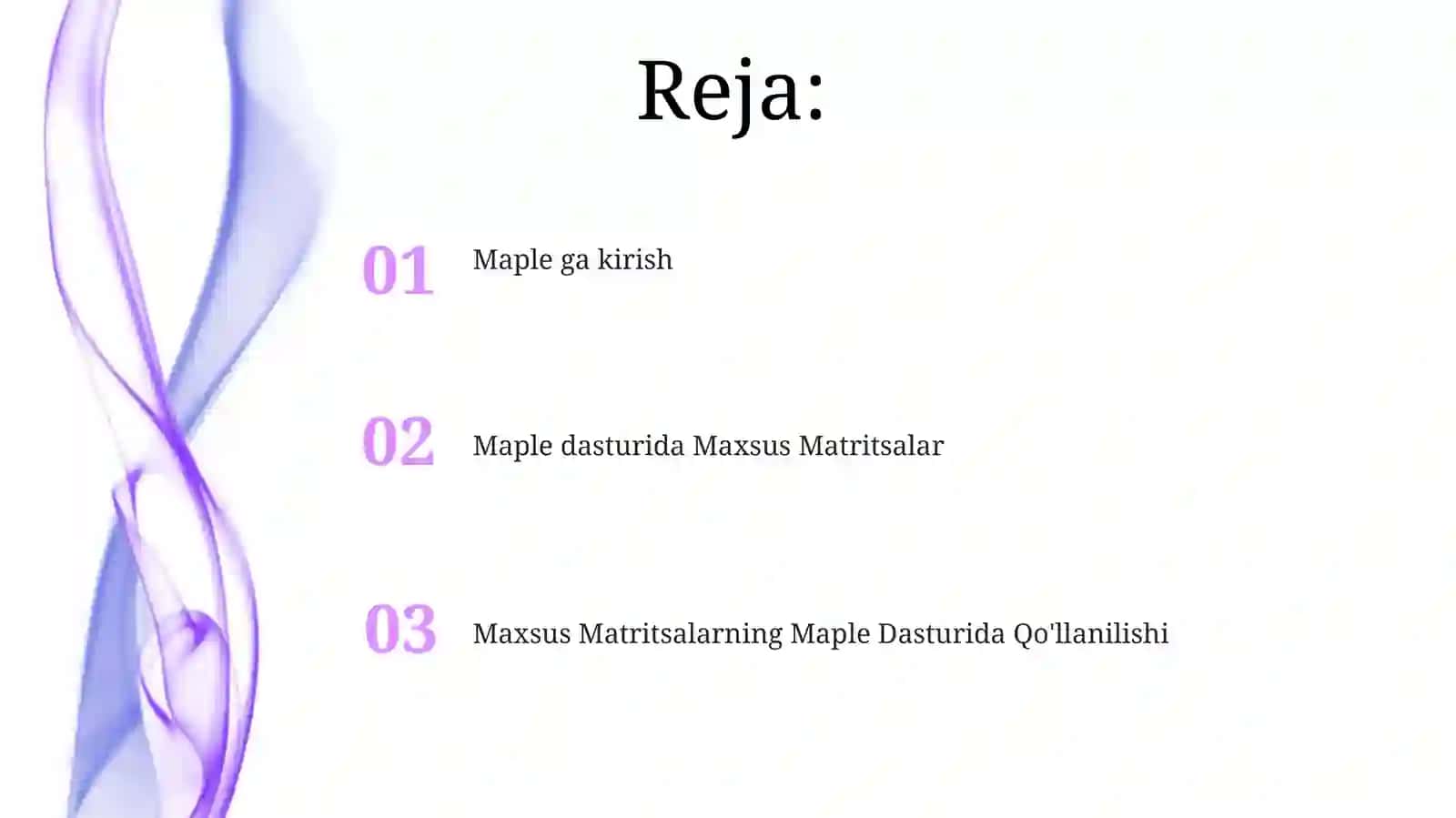 Mapleda maxsus matritsalarni hisoblash 2