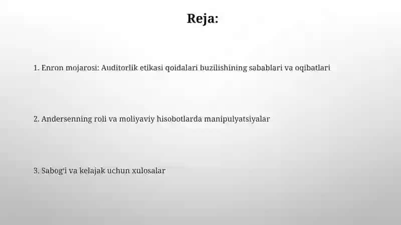 Auditorlik etikasi va Enron 2