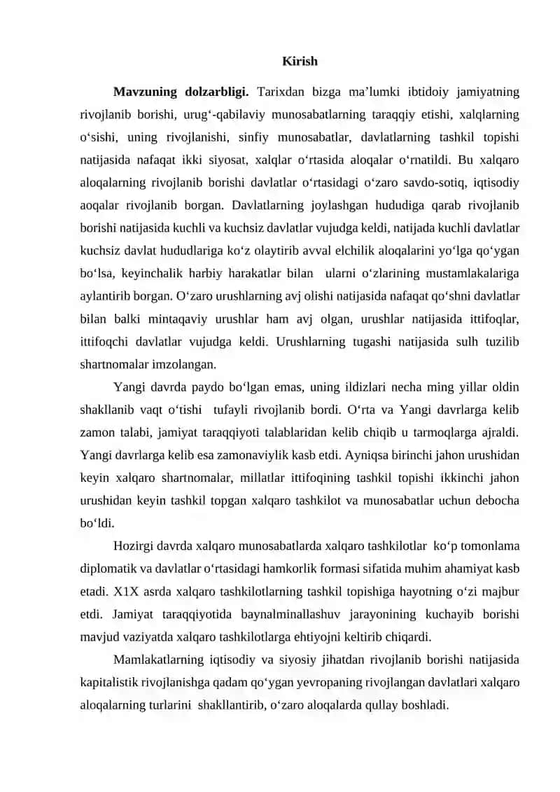 XVII ASRNING IKKINCHI YARMI - XX ASRNING BOSHIDA XALQARO MUNOSABATLAR 2