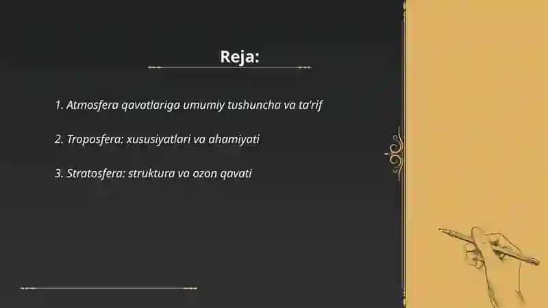 Atmosfera qavatlariga umumiy tarif 2