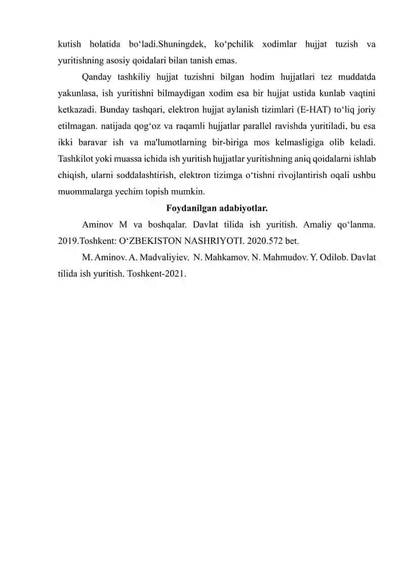 Tashkiliy Hujjat Turlarini Yuritishdagi Muommalar 2