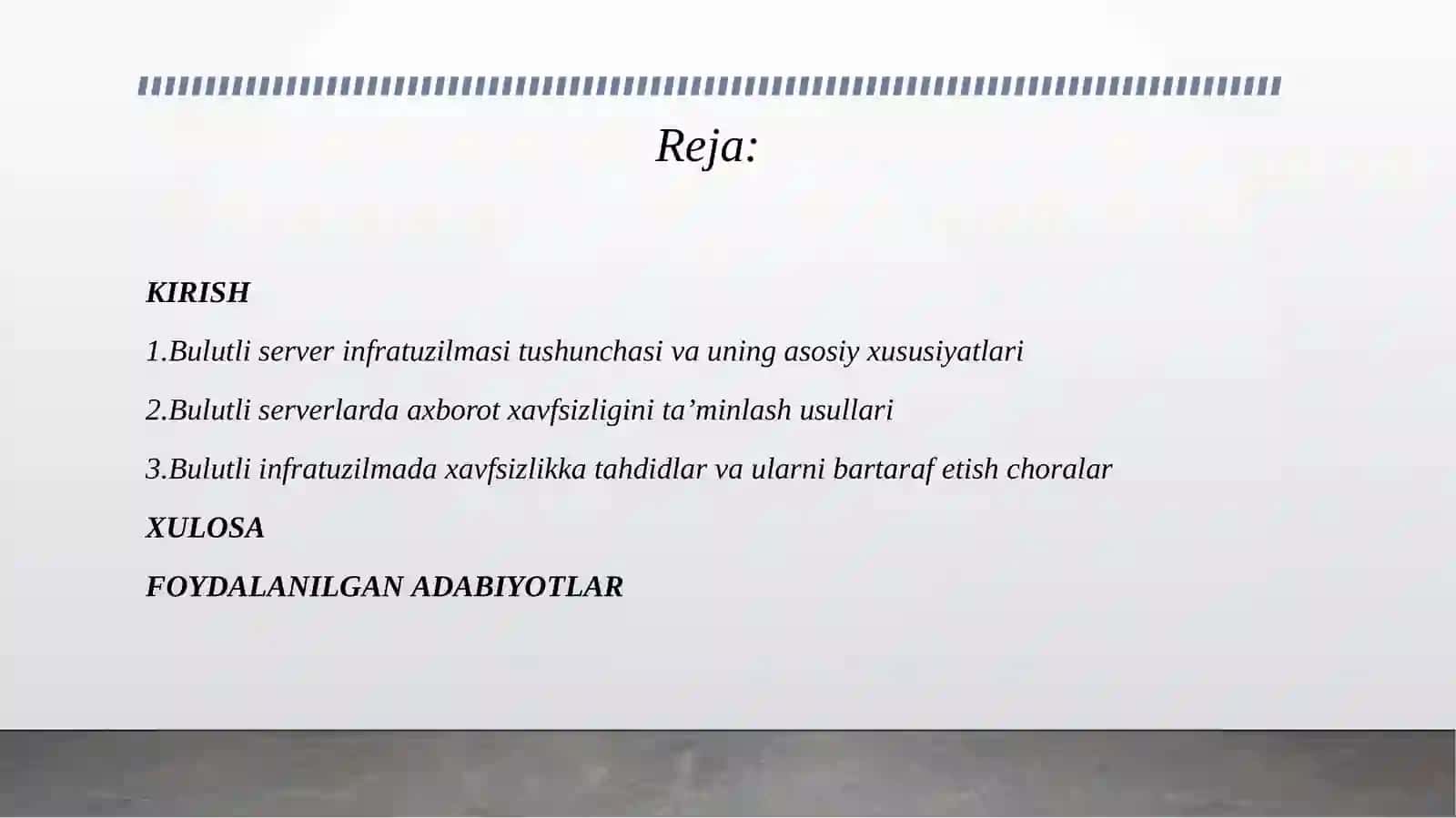 BULUTLI SERVER INFRATUZILMASIDA XAVFSIZLIK VA BOSHQARUV MASALALARI. 2