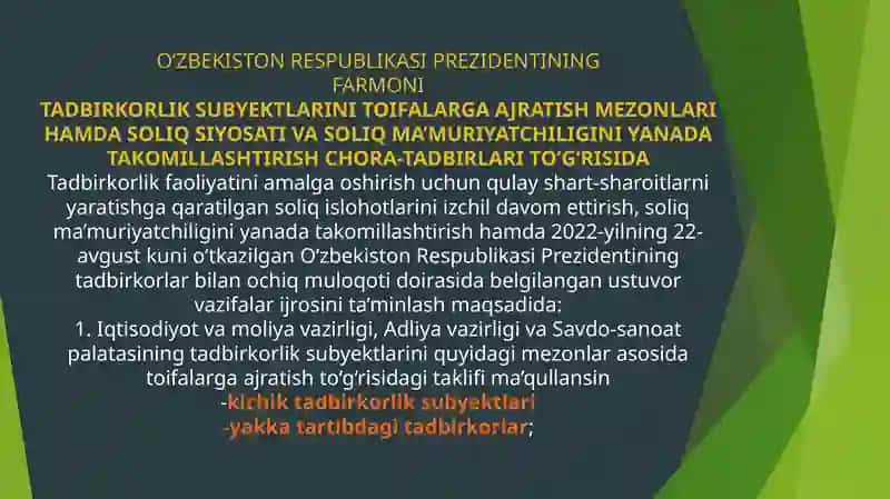 Biznes subyektlariga soliq solish 2