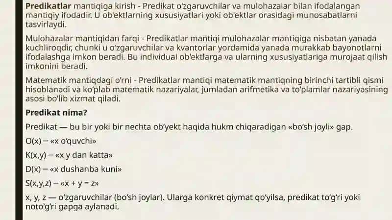 Predikatlar Mantiq Formulalari 2