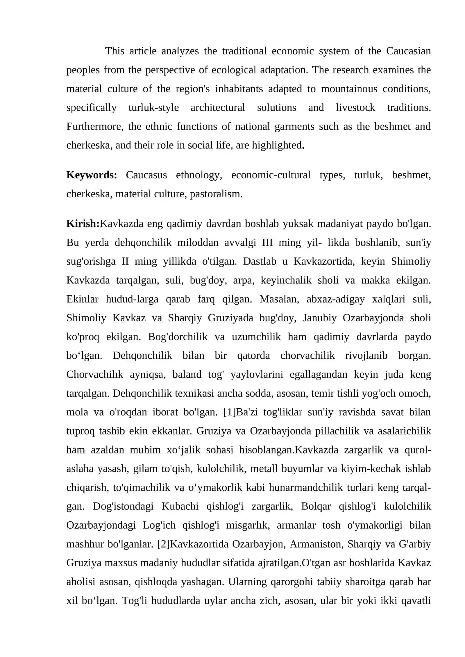 KAVKAZ XALQLARI XO’JALIGI VA MADANIYATI 2