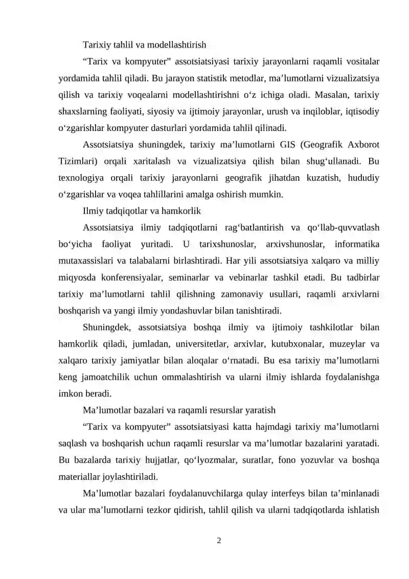 TARIX VA KOMPYUTER ASSOTSIATSIYASI 2