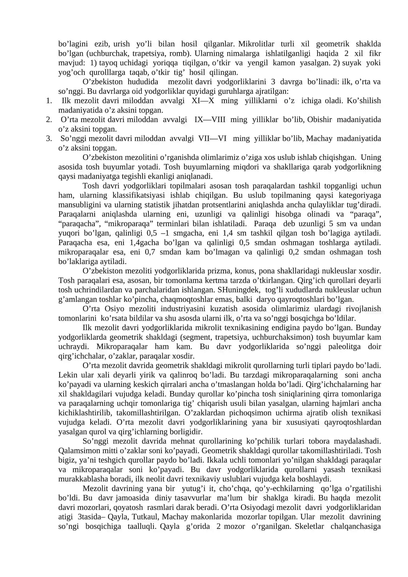 Mezolit davri va uning o’rganilishi 2