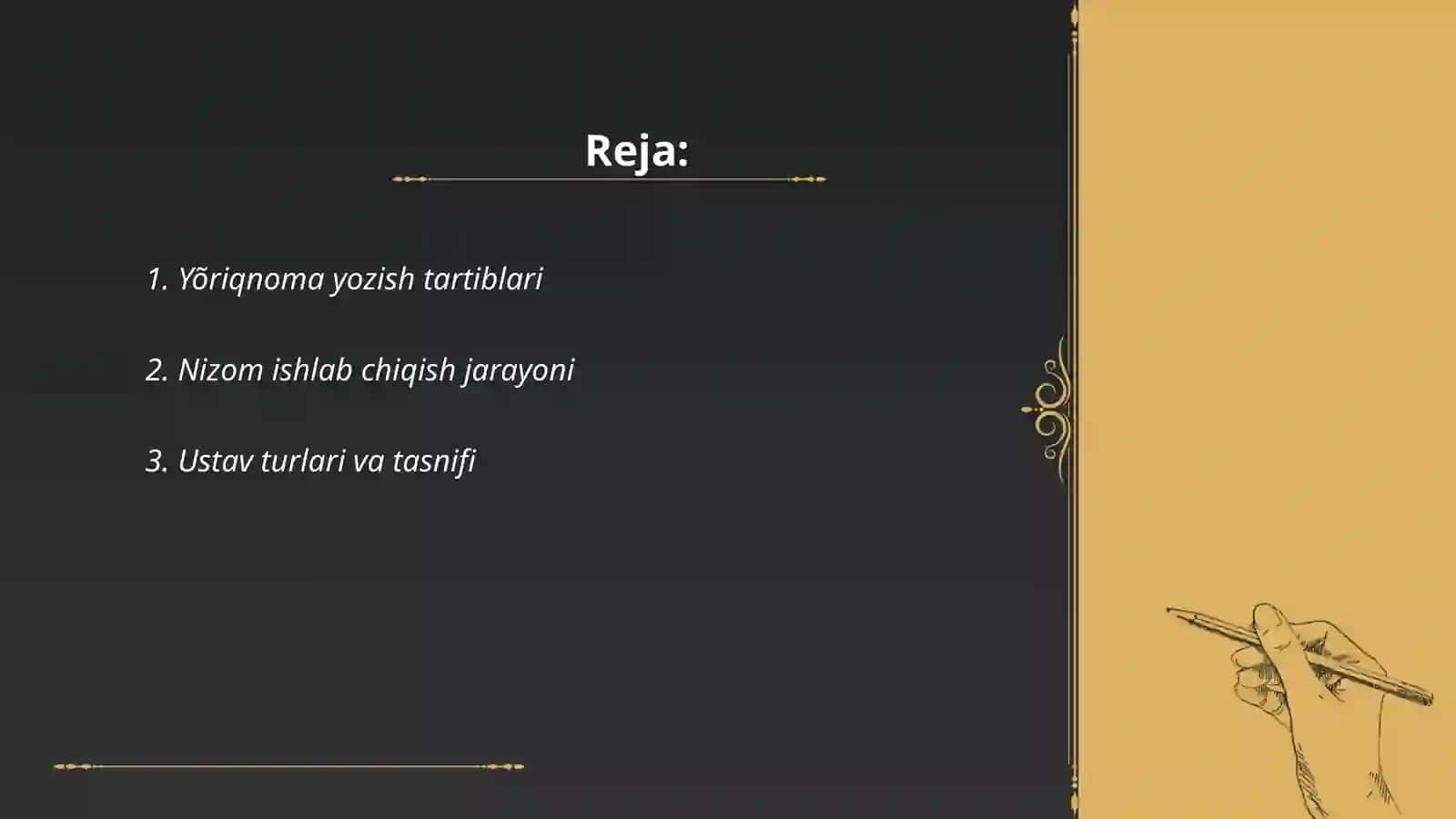 Yo'riqnoma, nizom ustav 2
