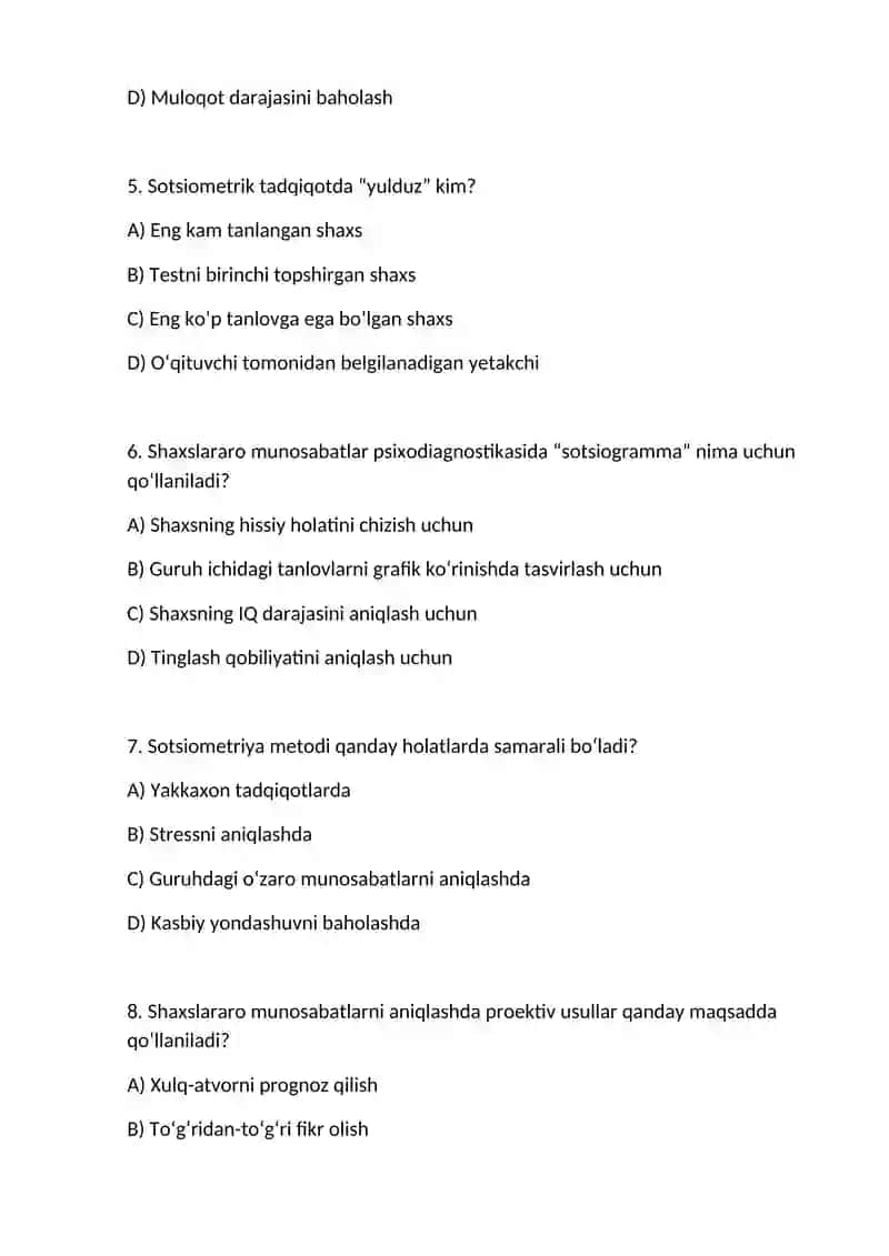 Shaxslaro munosabatlar psixodiagnostikasi 2